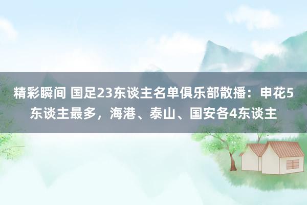 精彩瞬间 国足23东谈主名单俱乐部散播：申花5东谈主最多，海港、泰山、国安各4东谈主