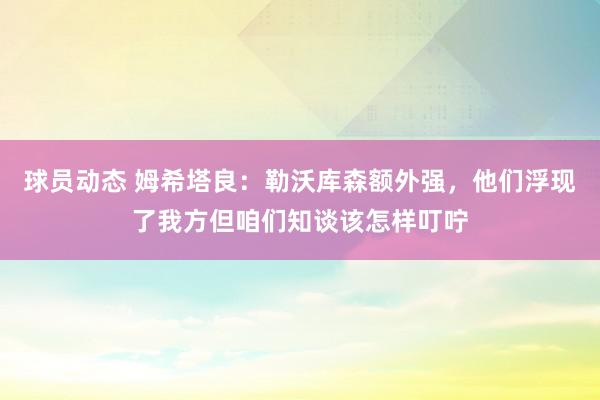 球员动态 姆希塔良：勒沃库森额外强，他们浮现了我方但咱们知谈该怎样叮咛