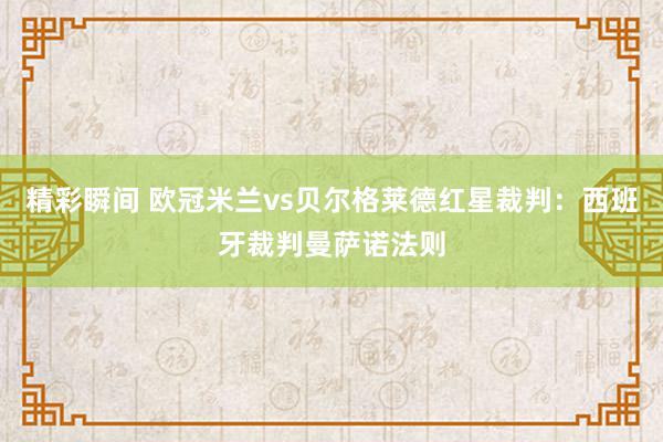 精彩瞬间 欧冠米兰vs贝尔格莱德红星裁判：西班牙裁判曼萨诺法则