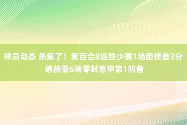 球员动态 杀疯了！紫百合8连胜少赛1场距榜首3分 德赫亚6场零封意甲第1防备