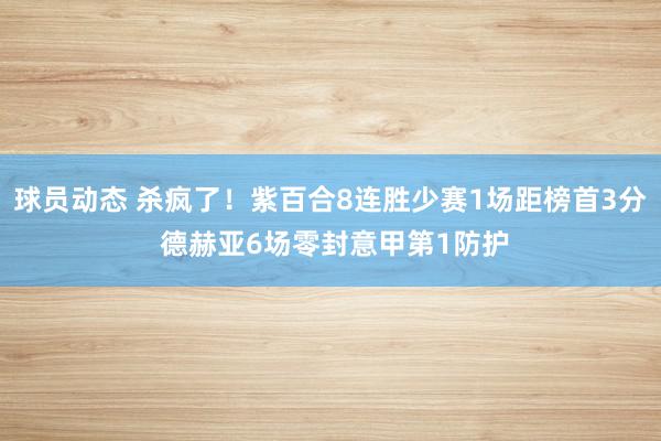 球员动态 杀疯了！紫百合8连胜少赛1场距榜首3分 德赫亚6场零封意甲第1防护