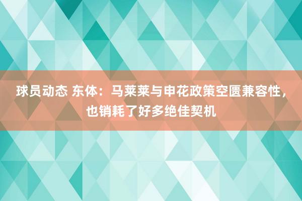 球员动态 东体：马莱莱与申花政策空匮兼容性，也销耗了好多绝佳契机