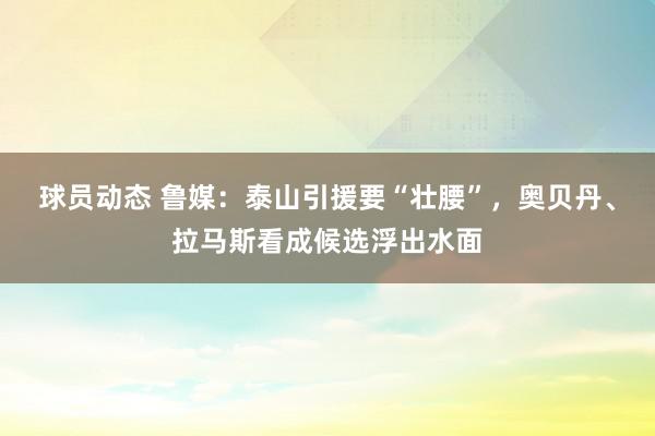 球员动态 鲁媒：泰山引援要“壮腰”，奥贝丹、拉马斯看成候选浮出水面