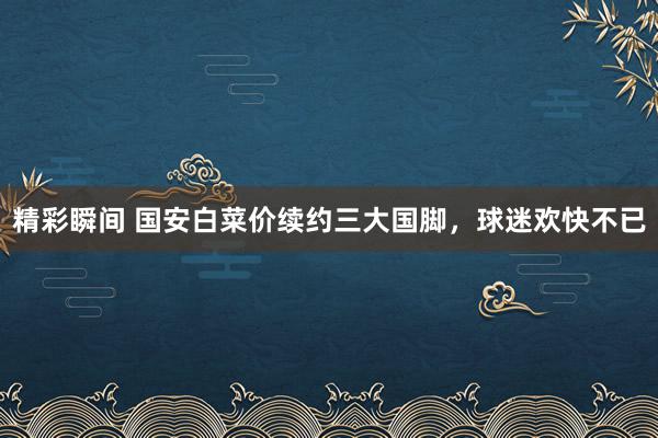 精彩瞬间 国安白菜价续约三大国脚，球迷欢快不已