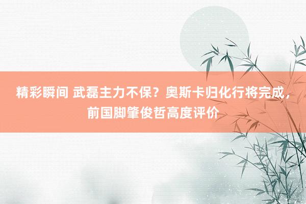 精彩瞬间 武磊主力不保？奥斯卡归化行将完成，前国脚肇俊哲高度评价